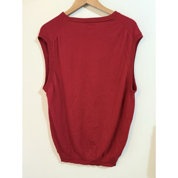 Joseph Abboud Sweater Vest Men’s XXL 2XL Red Merino Wool V-Neck Golf Preppy - Picture 3 of 8